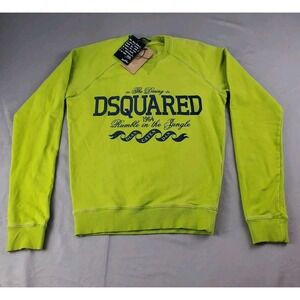DSQUARED2 Womens Sweater Xs Green Rumble To The Jungle Pullover Cotton Italy